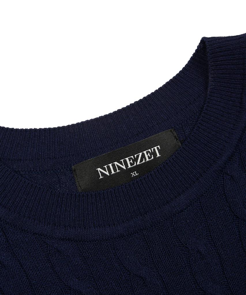 NINEZ Cable Short Sleeve Muscle Knit_3Color
