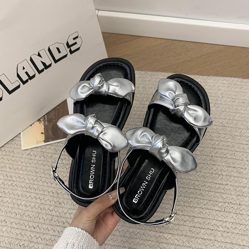 Flat-heeled sandals women's summer 2025 new bow women's flat-bottomed fashion sandals