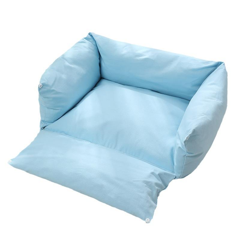 Korean Cute Pet Sofa Bed: Thick Pure Cotton Canvas, Removable & Washable, Dual-Use for Small Dogs & Cats