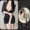 Large size erotic underwear sexy lace suit hip skirt uniform temptation perspective passion onesie OL