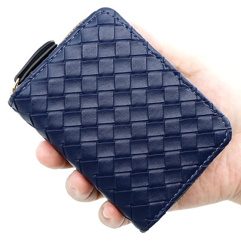 Chic Accordion Card Holder: Woven Zipper Coin Purse with Multi-Card Slots for Men & Women