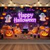 Happy Halloween Backdrop Neon Pumpkin Bat Skull Cemetery Photography Background Halloween Party Photo Booth Decor Banner Gift511