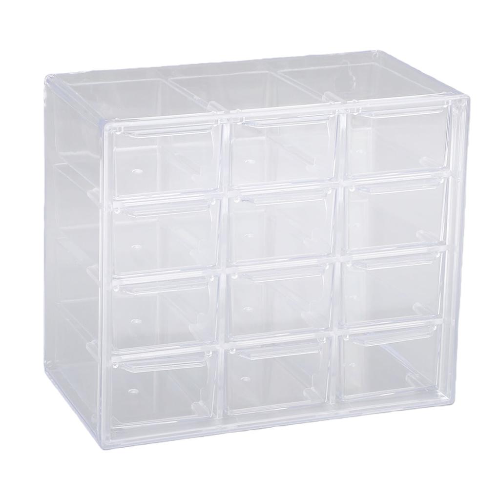 Large Capacity Daily Contact Lens Organizer Wall Mount Desktop Clear Drawer Daily Lens Storage Case 12 Grids Transparent