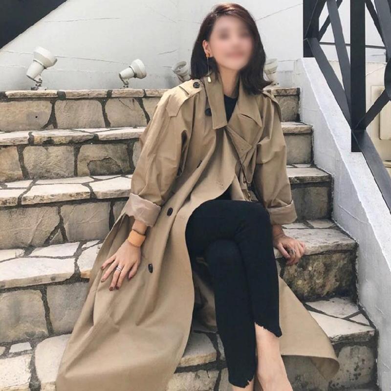 Spring Autumn Women's Trench Coat Lapel Female Windbreaker Long Sleeve Lady Trend Casual Jacket