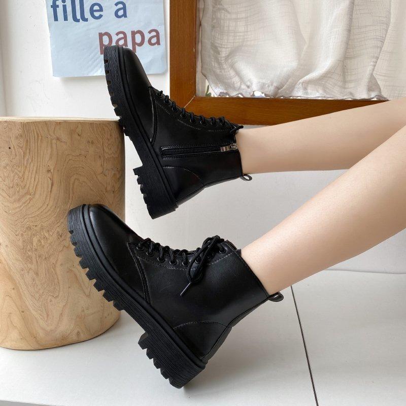 Autumn new black fashionable and comfortable Martin boots women's muffin platform short boots