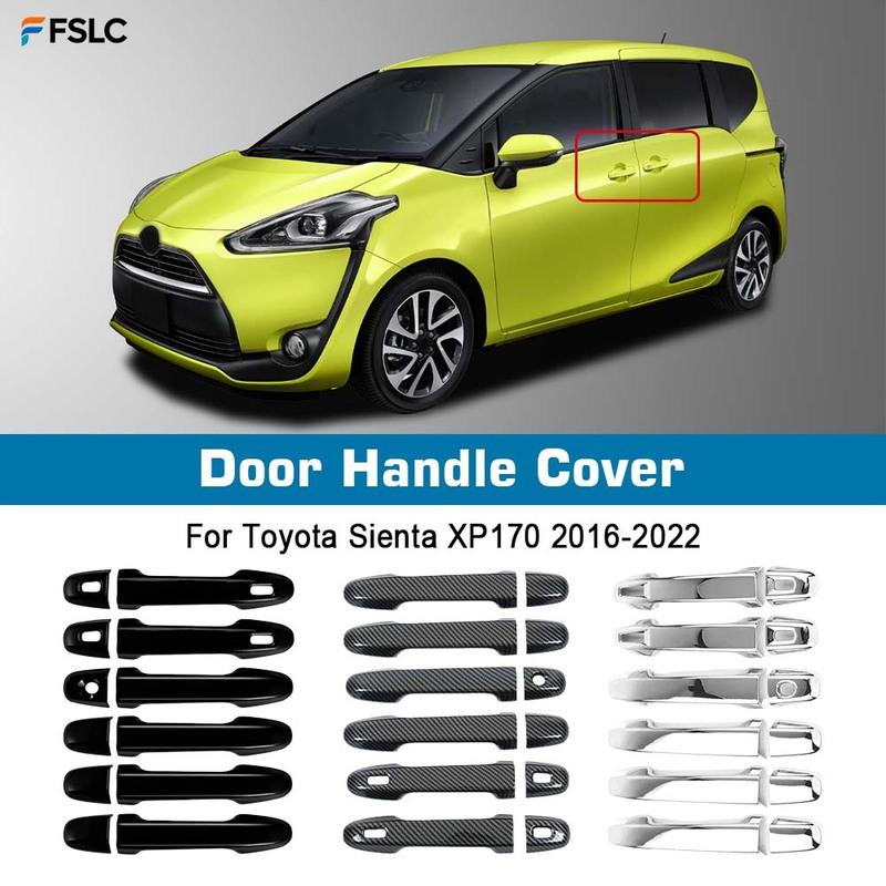 Car Decoration Door Handle Cover For Toyota Sienta XP170 2016- Carbon Fiber Chrome Silver Glossy Black Accessories