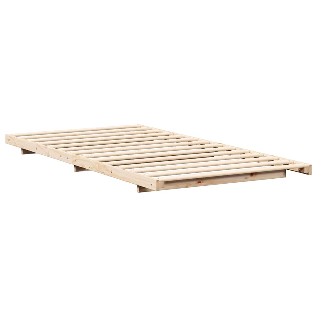 Brown Bed Frame 100 x 220 cm Solid Pine Wood