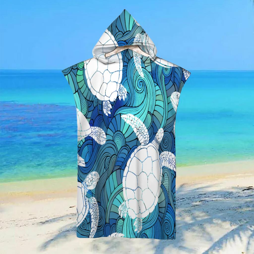 Adult Kids Beach Towel Quick Dry Hooded Cloak Children Women Large Bath Towels Sand Free Poncho Bathrobe For Summer Swim Surf