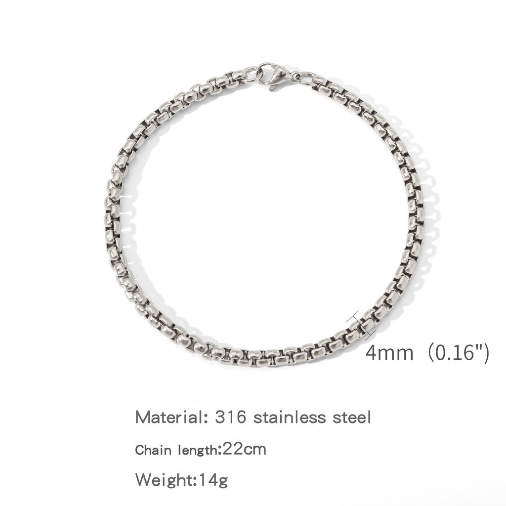 Stainless Steel Square Ball Chain Bracelet Men Titanium Steel Jewelry Hip-Hop Bracelet For Women Fashion Trend Accessories Gif