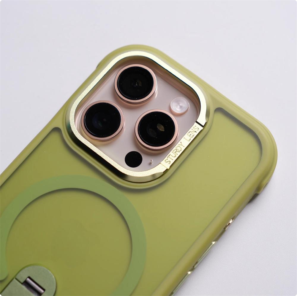 Luxury Matte Translucence Stand Shockproof Magnetic Case For iPhone 17 Pro Max 16 15 14 13 12 For Magsafe Anti-Drop Armor Cover