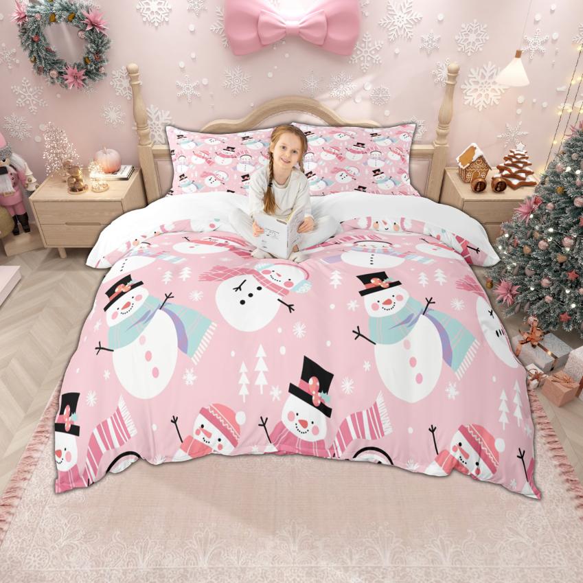 Homewish Frohes Neues Jahr Bettbezug-Set für Kinder 2-teilig/3-teilig, Fröhliche Weihnachten Xmas Bettwäsche, Nussknacker Weihnachtsmann Bettdeckenbezug