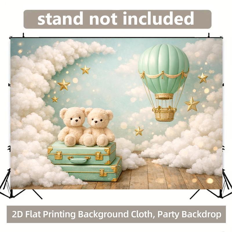 1 piece of 2D background fabric, cotton star balloons and plush toy polyester background banner for party