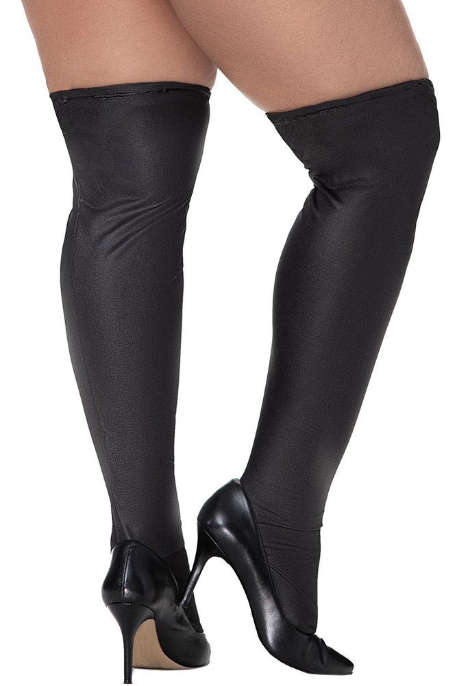 Bas En Vinyl Noir Metallisé Grande Taille Mal1017 Xblk