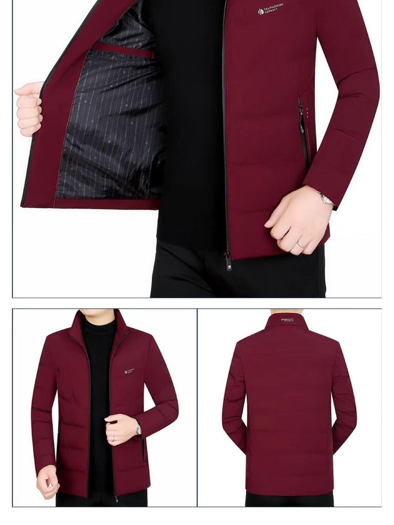 Męska lekka kurtka puchowa Pierre Cardin o dopasowanym kroju - Casualowy płaszcz jesienno-zimowy dla osób w średnim wieku i starszych