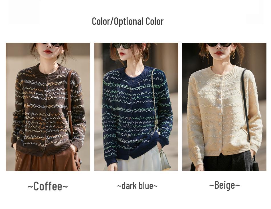 Butterfly Gauze Color Block Retro Cardigan – Stylish, Slimming, Long Sleeve Knitwear for Autumn/Winter