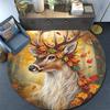 Autumnal Deer Round Area Rug,Carpet Rug for Living Room Bedroom Sofa Playroom Decor,Non-slip Floor Mat