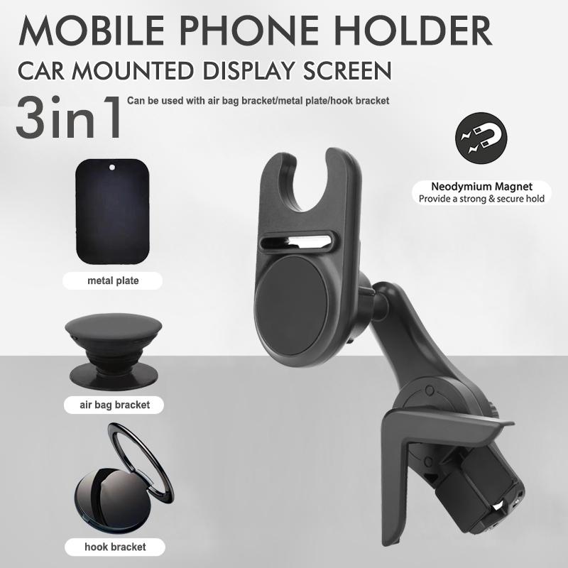 3 In 1 Car Screen Mounted Magnetic Phone Holder for Adjustable Phone Support Stand for Car Electric Vehicle