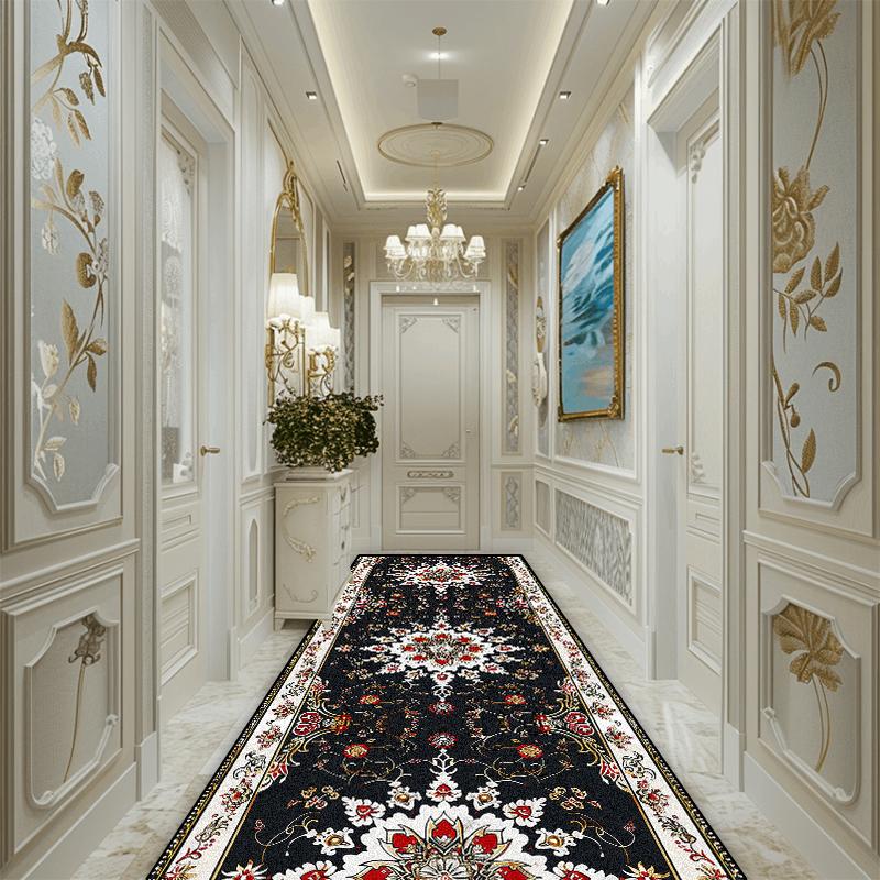 European Luxury Corridor Runner Carpet Bedroom Entry Channel Non-slip Long Rugs Hotel Lobby Decoration Stairway Hallway Soft Mat