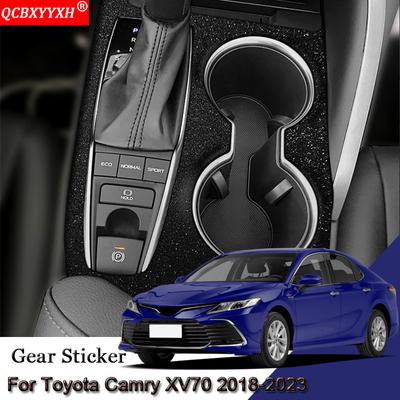 Car Interior Sticker For Toyota Camry XV70 2018-2023 Car Gear Panel Sticker Gear Box Protective Film Carbon Fiber Black Sticker