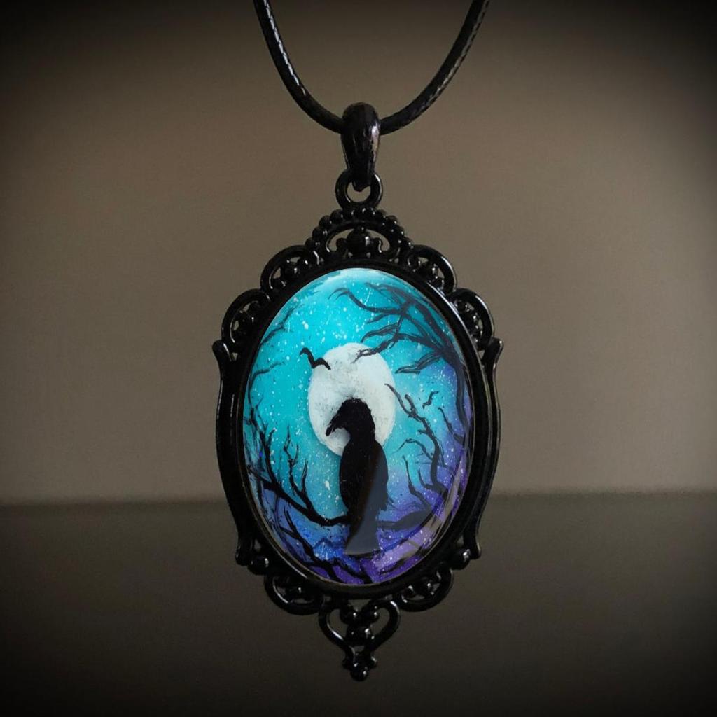 Jun'an Gothic Raven Forest Pendant Charm Necklace