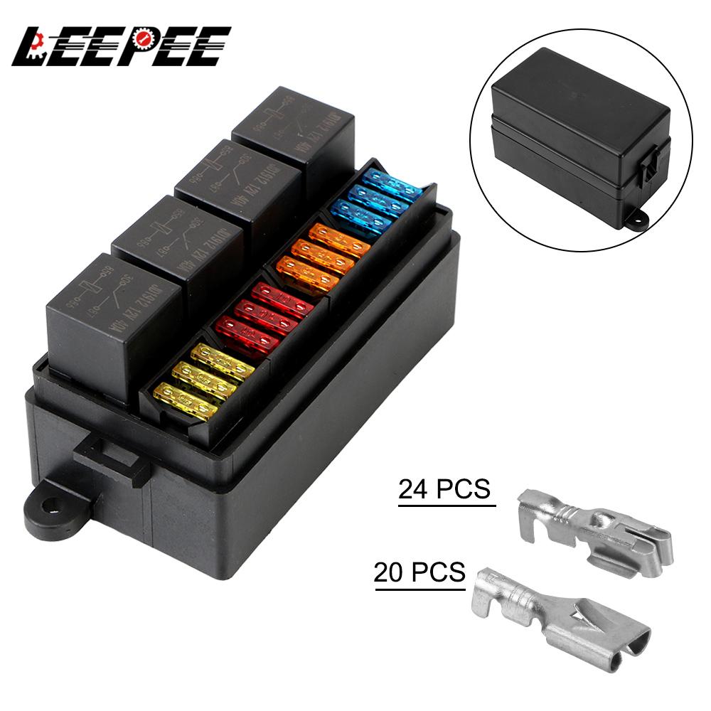 4Pin 12V 40A Relays with Spade Terminals Plastic Cover 12 Way Blade Fuse Holder Box for Auto Truck Trailer Fuse Car AccessoriesGood product