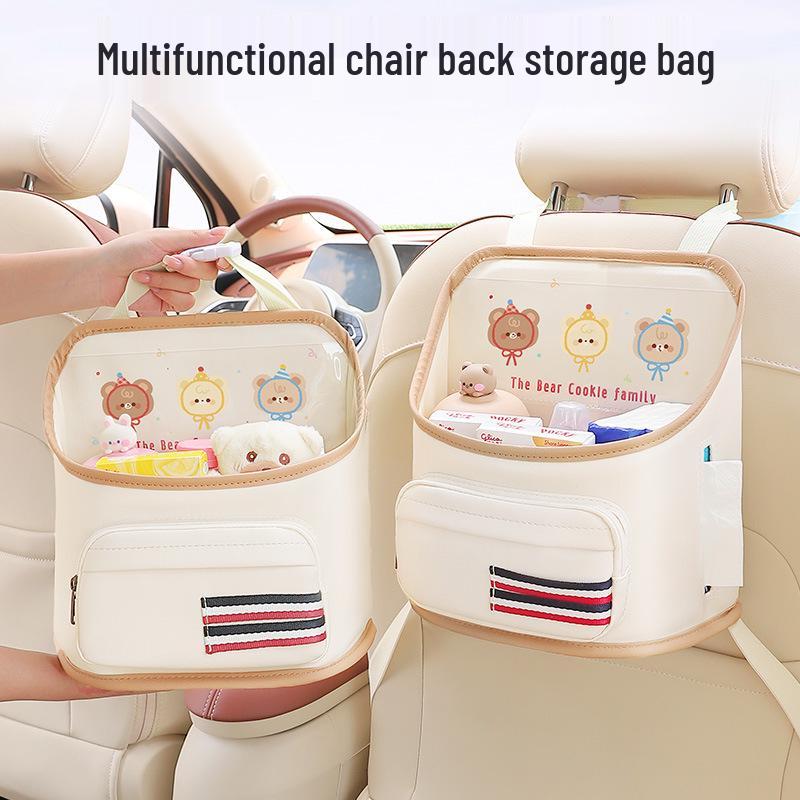 Multifunctional Car Seat Back Organizer with iPad Holder and Trash Can