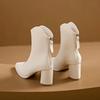 French British Style Women'S Ankle Boots - Pointed Toe Chunky Heel Booties With Rear Zipper, Petite Slim Fit Short Boots