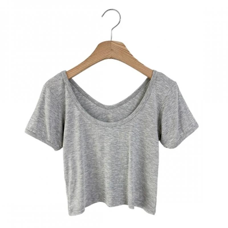 New ArrivalS Open RUn Women S Rayon Span U Neck Crop ShorT Sleeve T ShirT