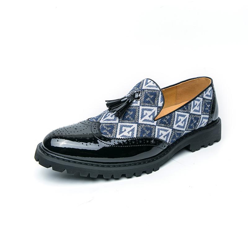 

Summer leather shoes men s British business dress one-pedal fringed loafers men s new Brock leather shoes 38