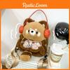 Plush Little Raccoon Backpack With Earphones For Practical Storage Inner