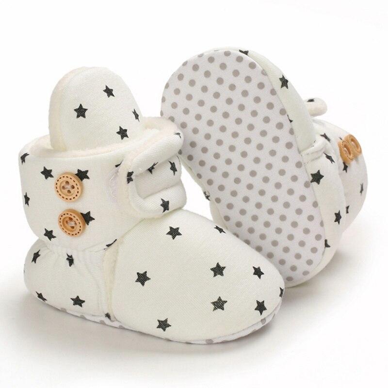 Cute Star Print Prewalkers Booties Winter Soft Anti-slip Warm Newborn Infant Crib Shoes Moccasins