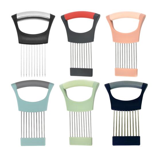 Stainless Steel Onion Holder & Slicer with 10 Prongs Hands-Free Vegetable Slicer for Onions Tomatoes Lemons Meat Kitchen Cutting Tool