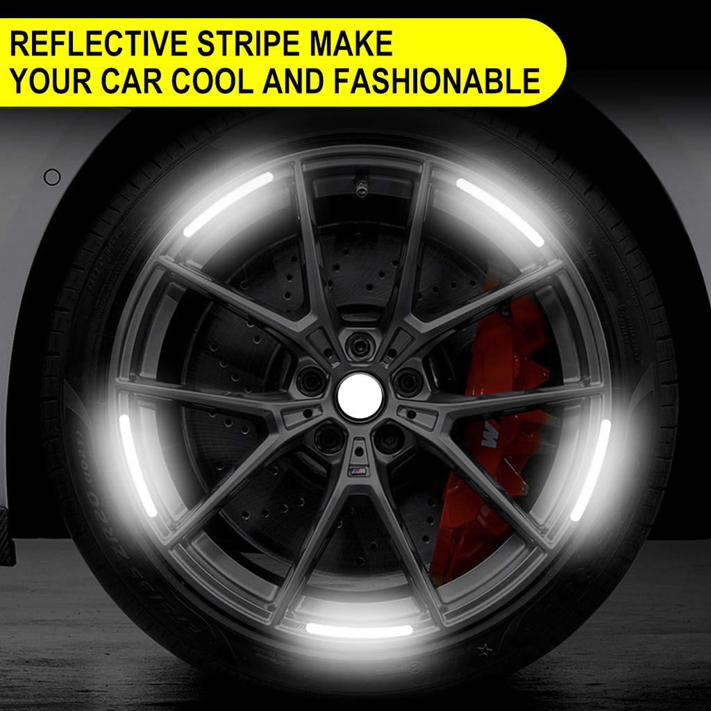 Car Reflective Sticker Safety Luminous Stripe Tire Rim Sticker Wheel Hub Exterior Decoration for Vehicle Motorcycles Bicycles