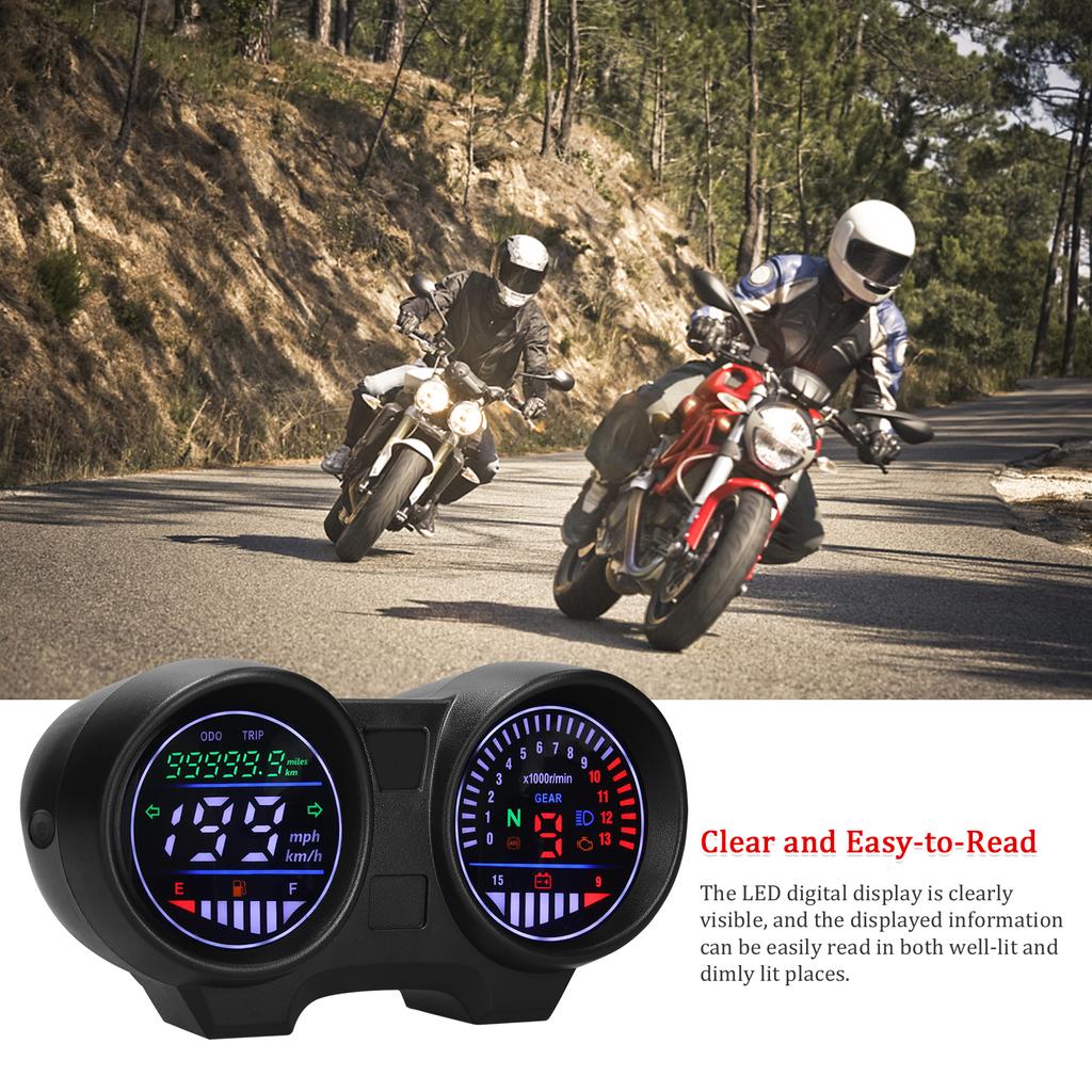 Tachometer Fuel Gauge Voltmeter 12 V with Gear Display Light Indicator Flashing Alarm
