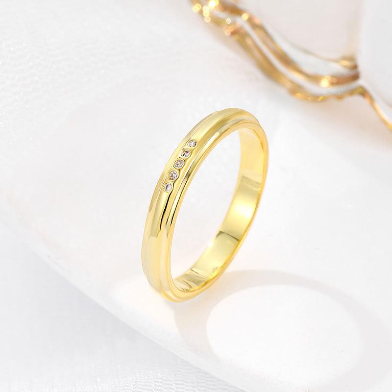 Fashion New Stone-encrusted Titanium Steel Ring, Personalized Simple and Cold Wind Trend Jewelry Ring