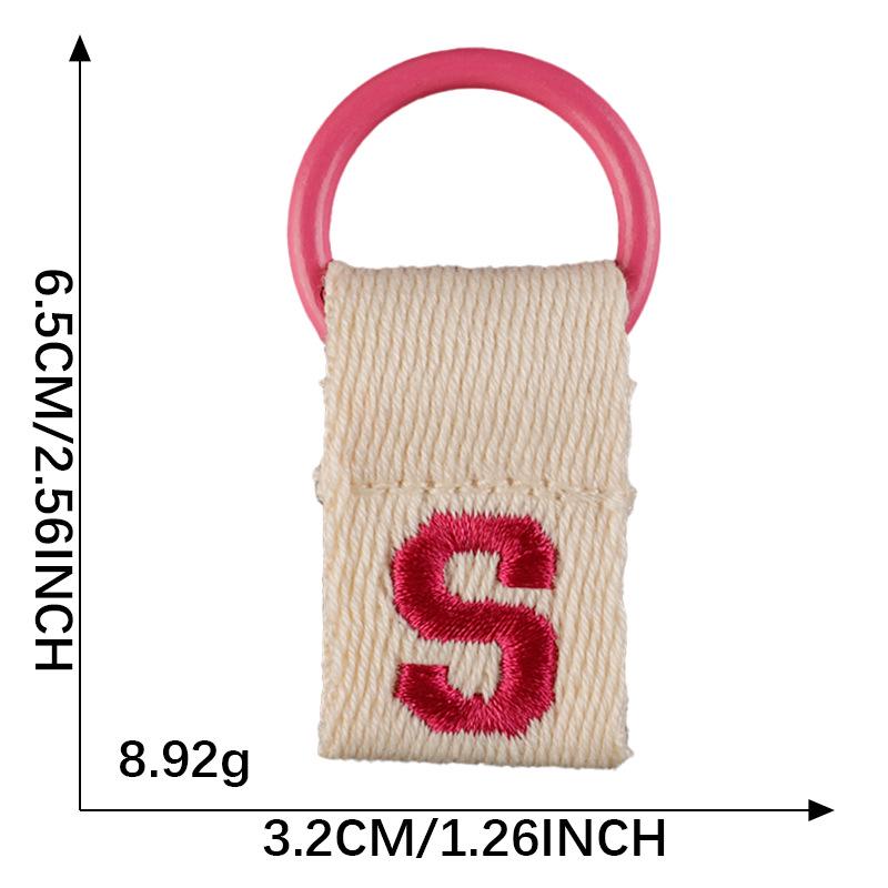 Korean-Inspired Couple Name Tag Backpack Keychain with 26 Letters Embroidered Ribbon