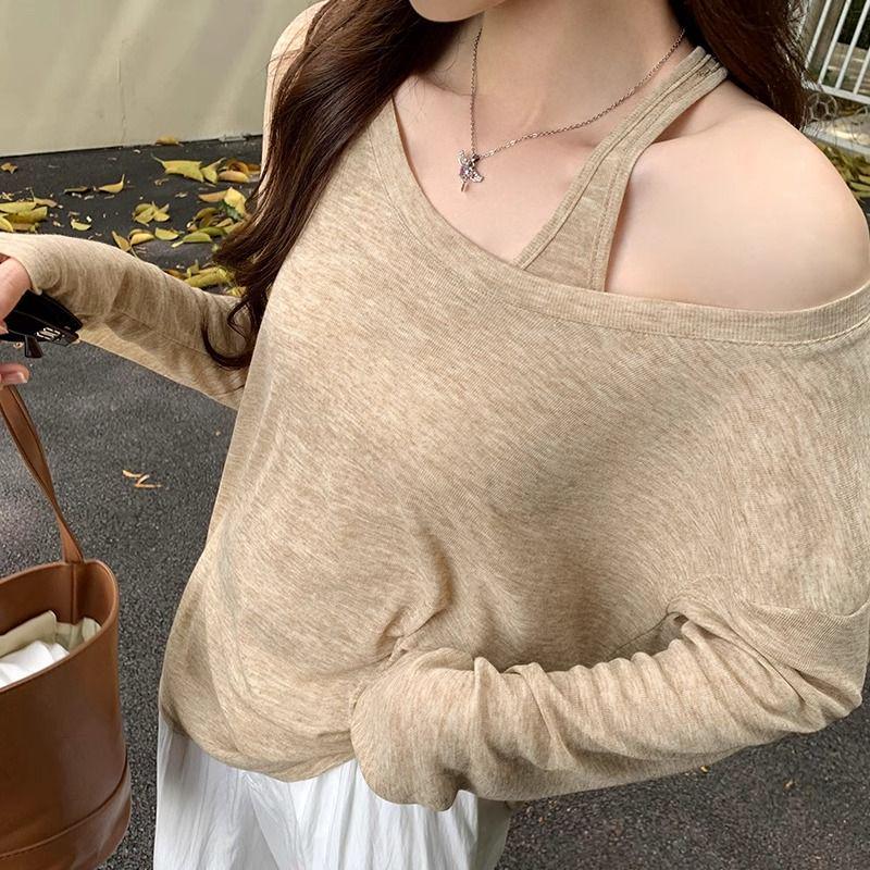 

Women s Summer 2025 Loose Fit Sun Protection Cardigan – Round Neck, Two-Piece Casual Knit Top S