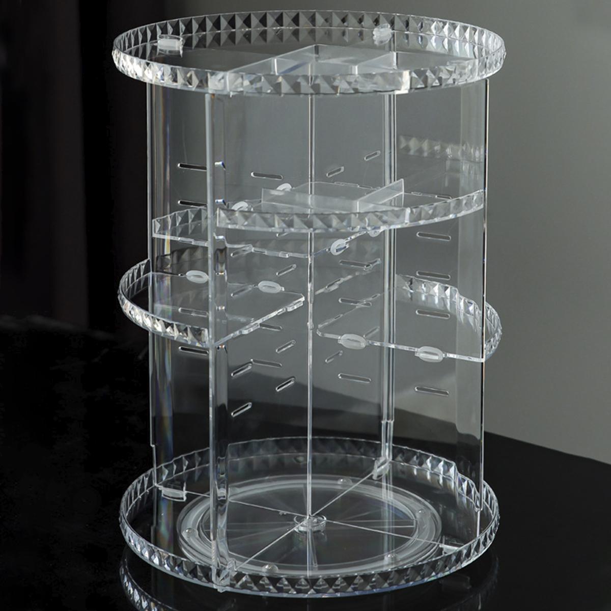 

Прозрачный органайзер для косметики, вместительный, вращающийся на 360° держатель для косметики с отделением, акриловый органайзер для косметики