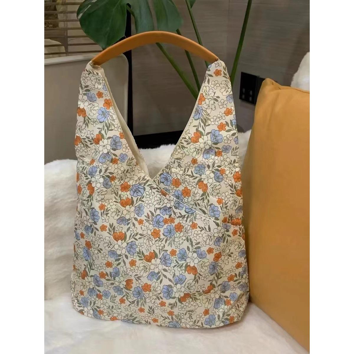 

Модная ретро сумка-тоут с цветочным принтом, большая вместимость, сумка-хобо для поездок на работу, на плечо, подмышку для женщин жёлтый