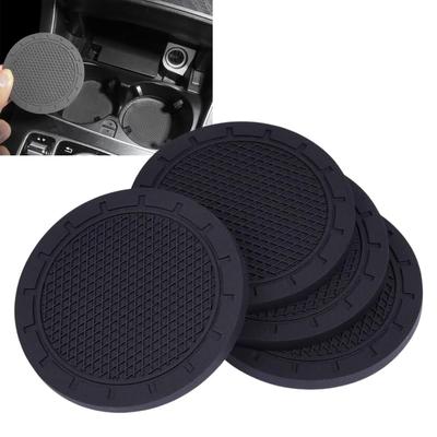 HINH 4 peças Porta-Copos Antiderrapantes para Carro 70mm Diâmetro Material PVC Preto Antiderrapante Flexível