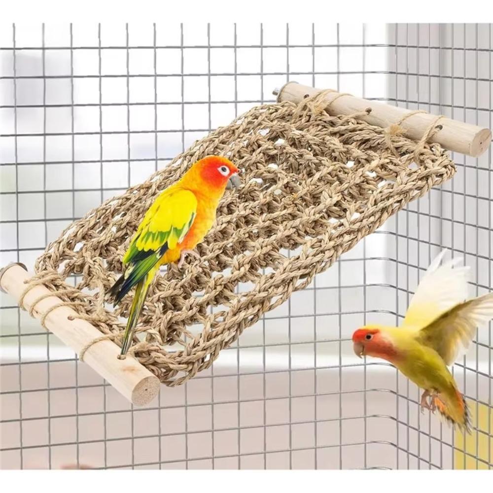 Breathable Bird Climbing Rope Ladder Hand Woven Foraging Mat Toy Macaws Finches Parakeet Budgie