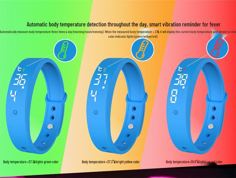 V9 Smart Temperature Monitoring Bracelet: All-Weather Body Temp Tracker with Vibration Alerts, Stopwatch, and Alarm Clock.