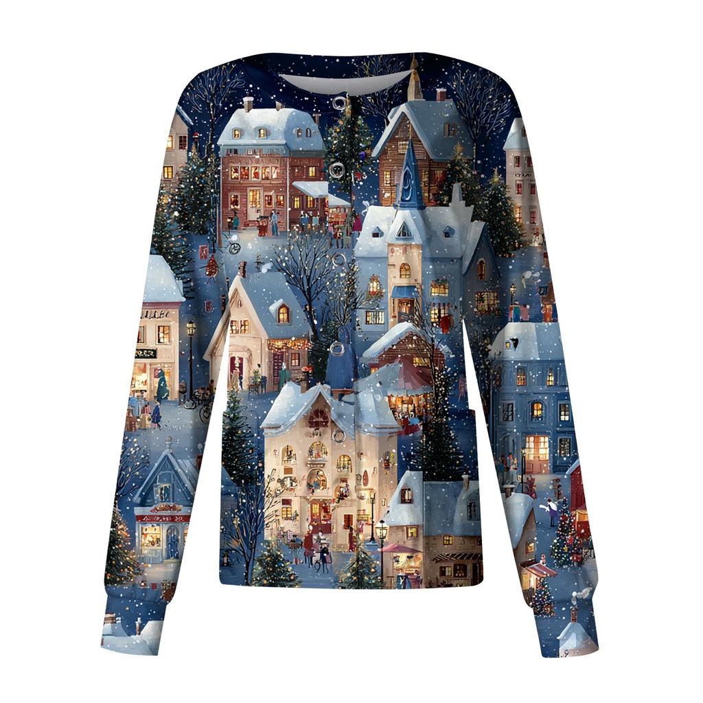 Women's Casual Long Sleeve Single Breasted  Printed Dry-nurse Top