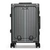 20 Inch Front Opening Multifunctional PC Aluminum Frame Carry On Luggage - Rechargeable Rolling Suitcase with Combination Lock & Spinner Wheels