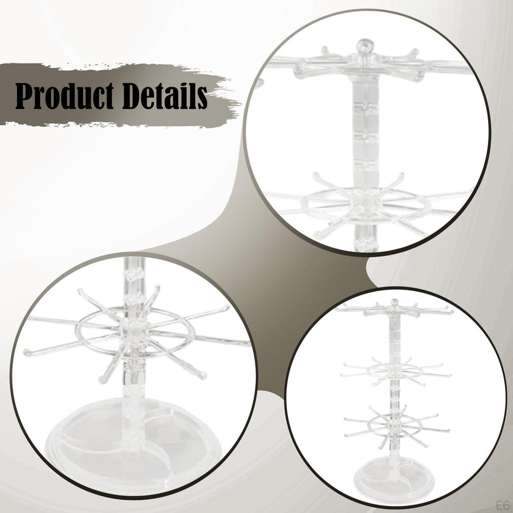 3-Tier Rotating Jewelry Display Stand for Necklaces, Keychains, Watches, Rings, Earrings, Scrunchies