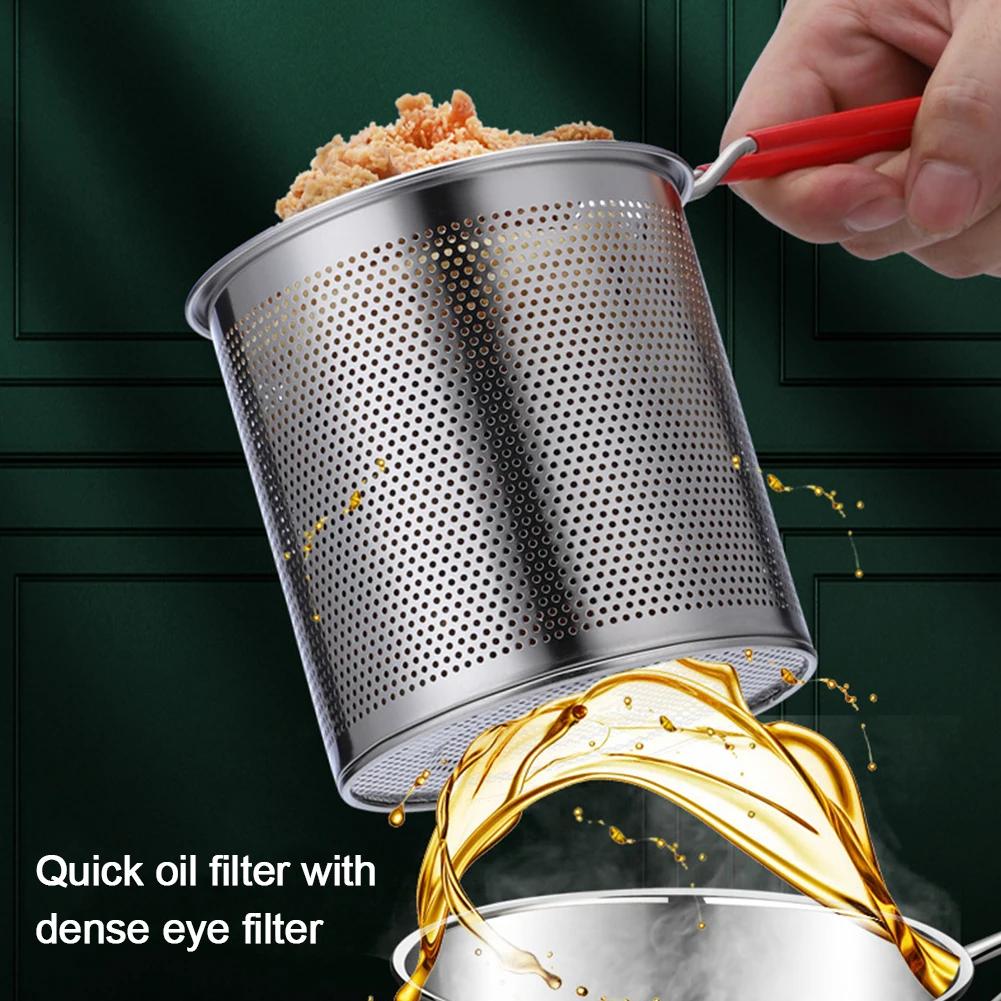 1200ML Deep Frying Pot with Strainer Basket Mesh Frying Pasta Pan 304 Stainless Steel for French Fries Chicken Fry
