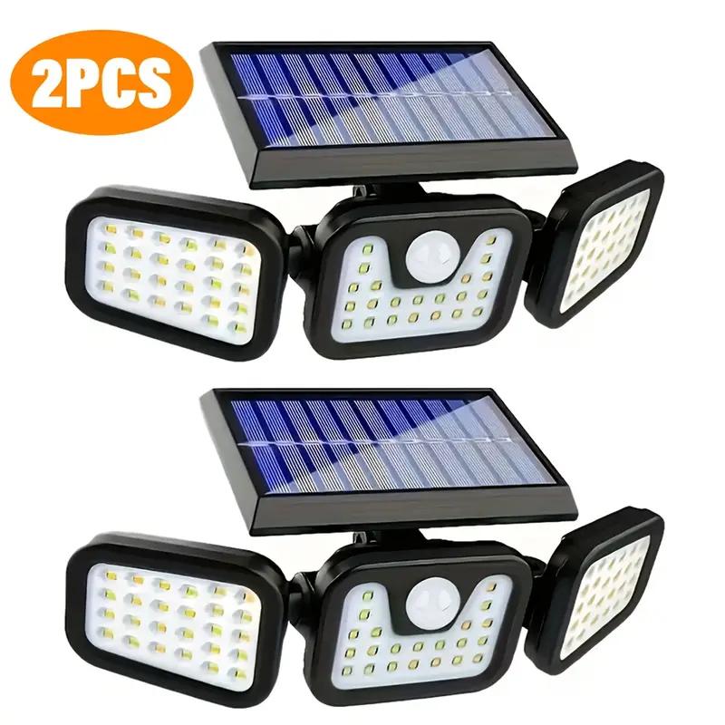 74 LED Solar Lights Outdoor with Motion Sensor Wall Lamp 3 Lighting Modes Waterproof Solar Security Floodlights  for Yard Garden
