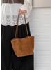 2025 Autumn/Winter Women's Genuine Leather Suede Tote - Large Capacity Bucket Bag
