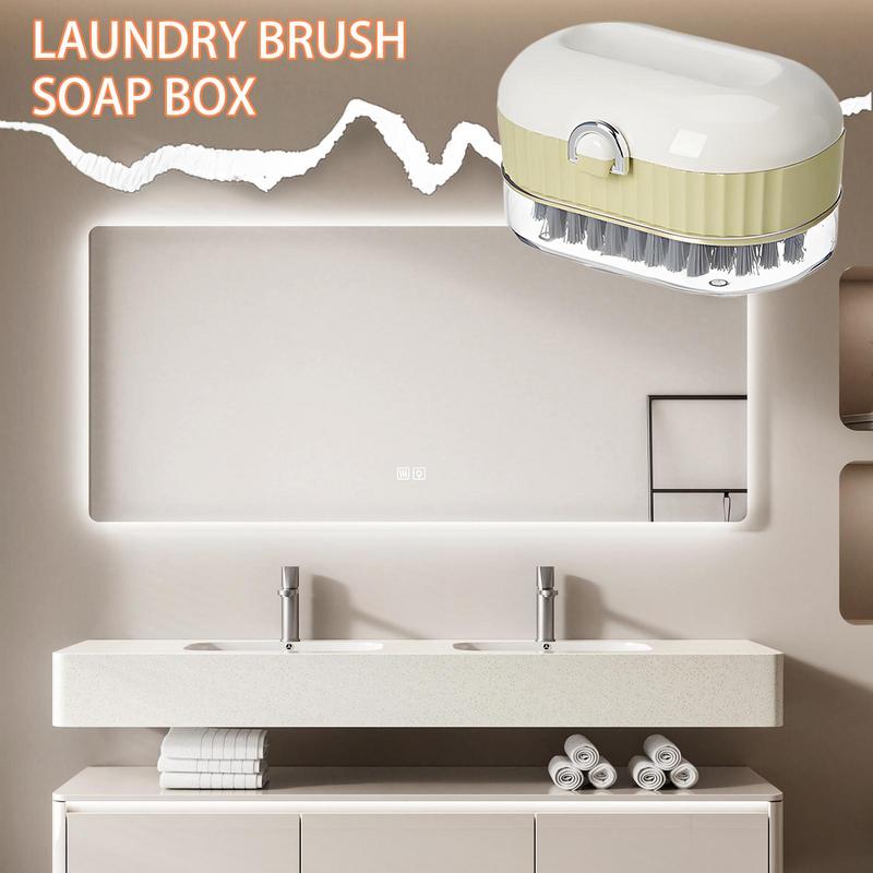 Bar Soap Container 2-in-1 Soap Container Storage Box With Roller Brush Multi-functional For Laundry Camping Gym Cleaning Sink