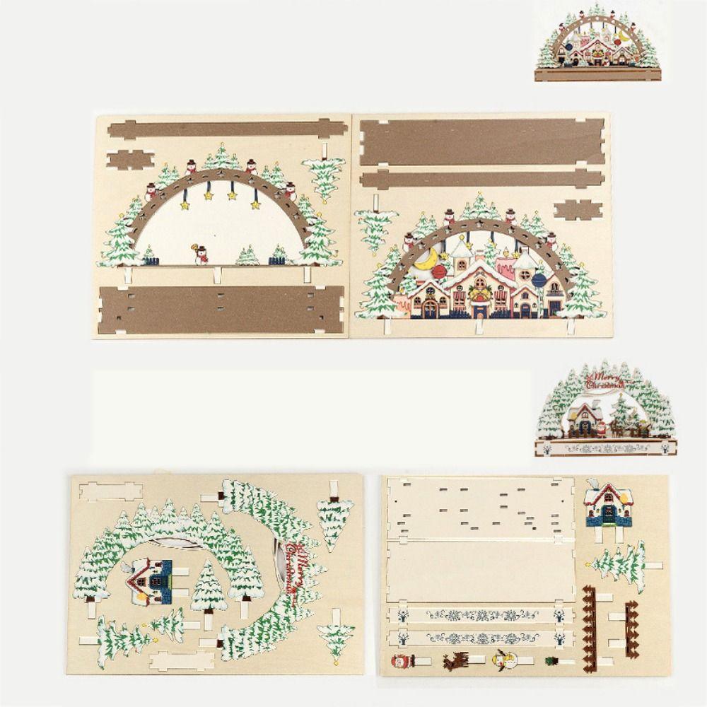 Santa Claus Vánoční dřevěná ozdoba Ručně vyrobená Vánoční DIY Sestavit Výlohy nákupního centra